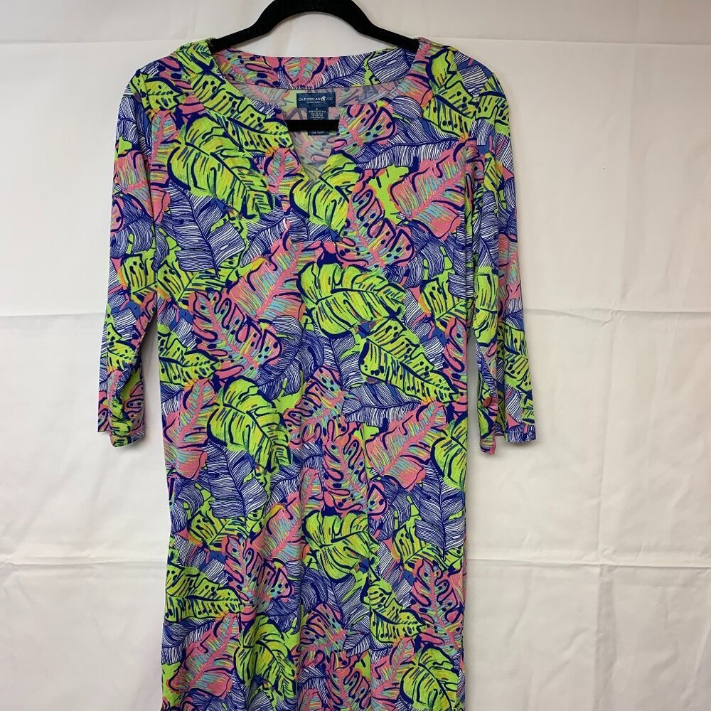 Caribbean Joe Dress Shift Vibrant Tropical Palm Resort Palm Beach Womens SZ S